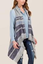 Francescas Orianna Striped Ruana Vest - Gray