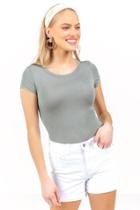 Francesca's Isabella Jersey Crew Bodysuit - Olive