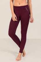 Francesca's Wrenly Tucked Knee Zipper Moto Pant - Wine