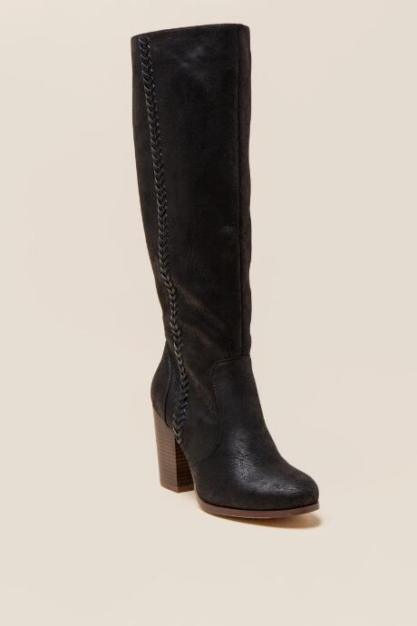 Francesca's Milano Whipstitch Block Heel Hi Shaft Boot - Black