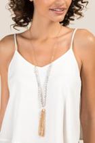 Francesca's Hasna Beaded Tassel Necklace In White - White