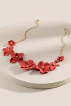 Francesca's Lilian Statement Flower Necklace - Red