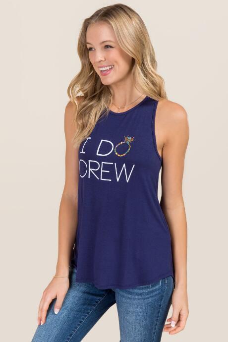 Alya I Do Crew Graphic Tank - Navy