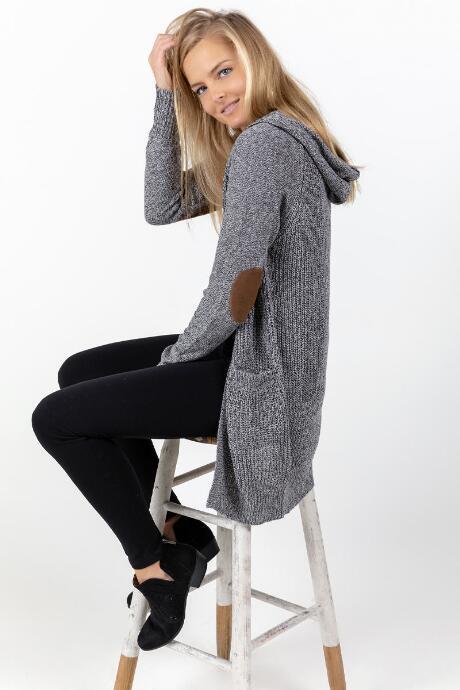 Francesca's Izzie Hooded Cardigan - Gray