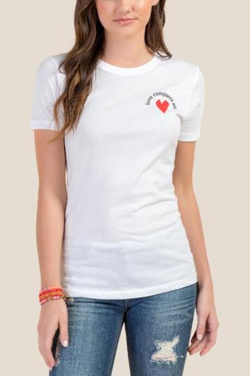 Francesca Inchess Half United Love Conquers All Graphic Tee - White