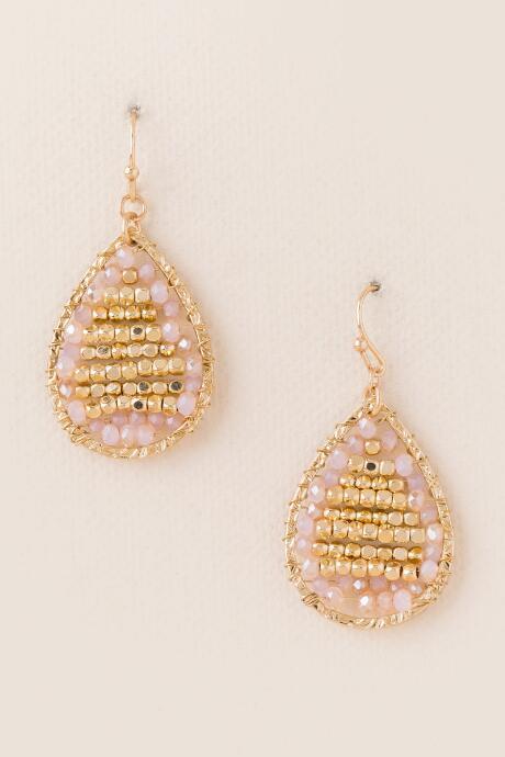 Francesca's Caitlin Woven Bead Teardrop Earring - Blush