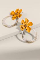 Francesca's Stella Flower Teardrop Earrings - Mustard