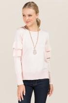 Blue Rain Adair Step Hem Ruffle Sleeve Sweater - Blush