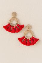 Francesca's Marrieta Tassel Drop Earring In Red - Red