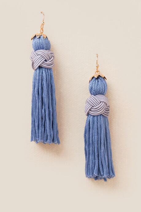 Francesca's Grace Tassel Earrings - Blue