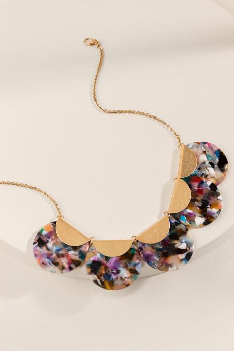 Francesca's Jace Marbled Resin Statement Necklace - Multi