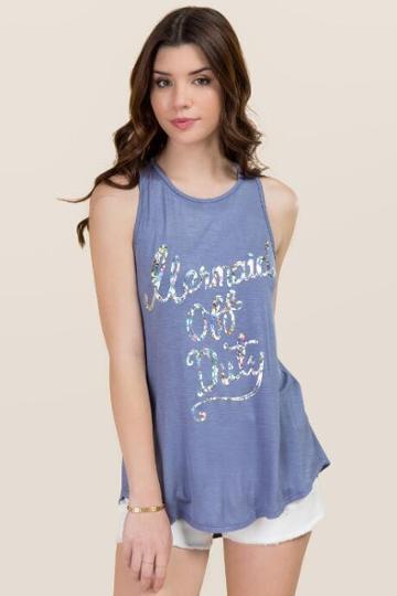 Miami Mermaid Off Duty Graphic Tank - Oxford Blue