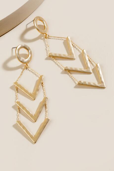 Francesca's Laura Arrow Drop Metal Earrings - Gold