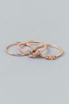 Francesca's Sadie Crystal Cluster Ring Set - Rose/gold