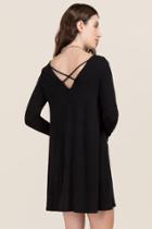 Alya Hailey X Back French Terry Shift Dress - Black