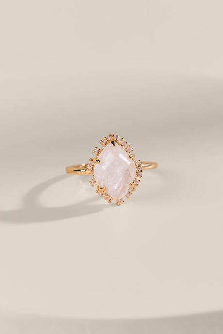 Francesca's Adeline Faceted Rose Quartz Ring - Gold