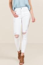 Francesca's Harper Fray Hem Straight Leg Jeans - White