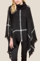 Francesca Inchess Brigitte Window Pane Poncho - Black