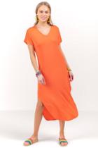 Francesca Inchess Piper V-neck Knit Maxi Dress - Coral
