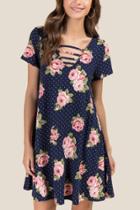 Francesca Inchess Fallon Polka Dot Shift Dress - Navy