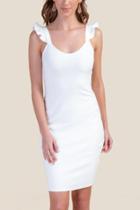Francesca's Rhonda Flutter Sleeve Dress - White