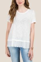 Francesca's Leena Pleated Chiffon Twofer Top - White