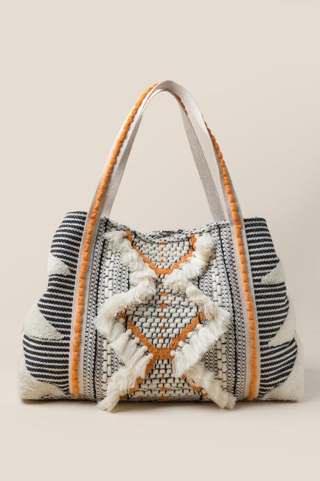 Francesca's Florence Striped Fabric Tote - Black/white