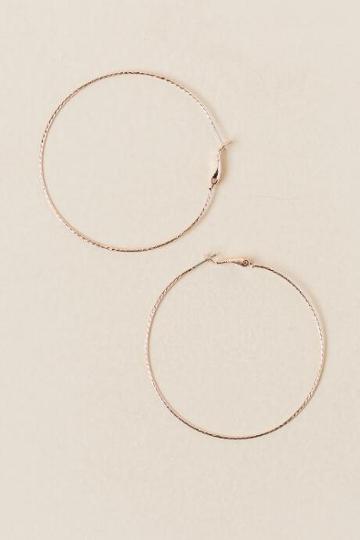 Francesca's Evelyn Thin Hoop Earring In Rose Gold - Rose/gold