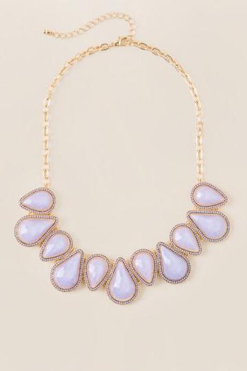 Francesca's Sabra Lavender Teardrops Statement Necklace - Lavender