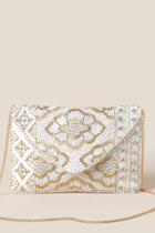 Francesca's Lyra Beaded Envelope Clutch - Ivory