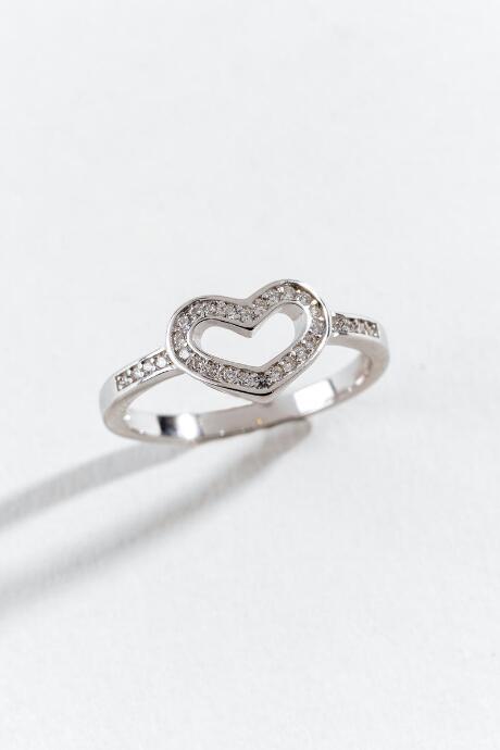 Francesca's Alaina Cz Heart Ring - Silver