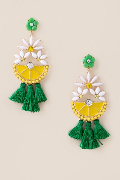 Francesca's Floral Lemon Slice Earrings - Yellow