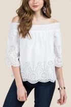 Francesca Inchess Maliha Cut Out Eyelet Embroidered Blouse - White