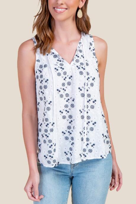 Francesca's Keira Eyelet Tank Top - White