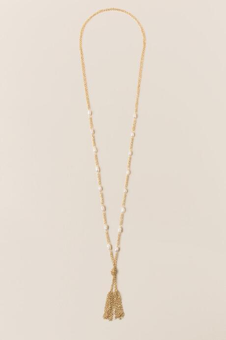 Francesca's Abilene Pearl Tassel Necklace - Gold
