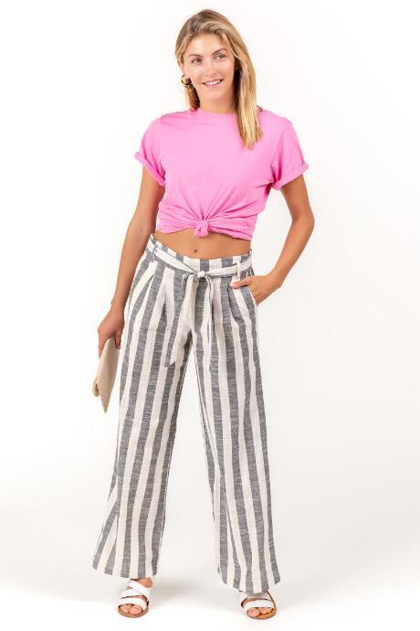 Francesca's Gretchen Stripe Paperbag Pants - Black