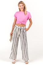 Francesca's Gretchen Stripe Paperbag Pants - Black
