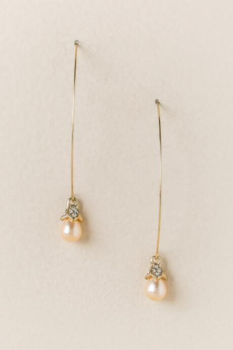 Francescas Nila Pearl Drop Earring - Gold