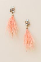 Francesca's Maurizia Feather Statement Earring In Coral - Blush