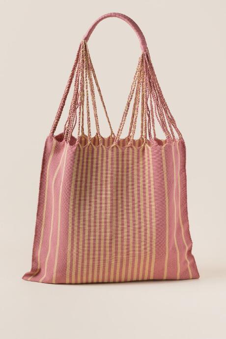 Francescas Las Rayas Handwoven Tote In Rose - Rose