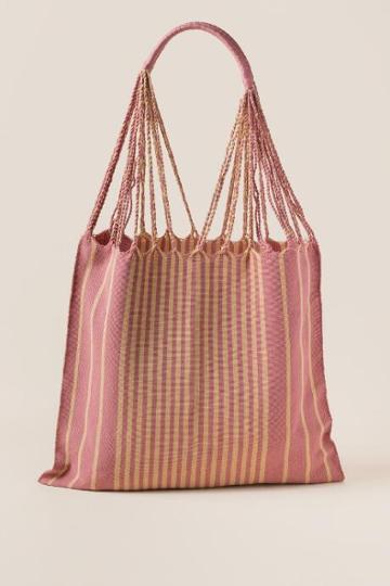 Francescas Las Rayas Handwoven Tote In Rose - Rose