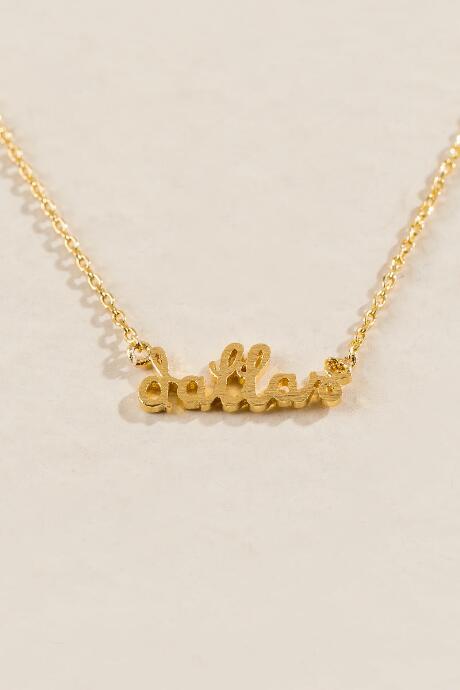 Francesca's Dallas Script Necklace In Gold - Gold