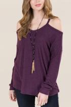 Honey Punch Alena Clavicle Cut Out Top - Purple