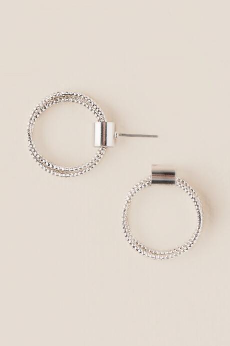 Francesca's Sidra Knife Cut Circle Post Earring - Silver