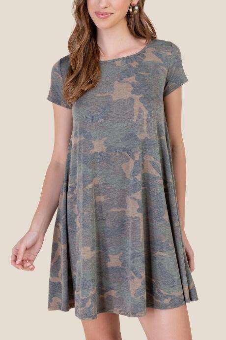 Francesca's Cammy Swing Shift Dress - Olive