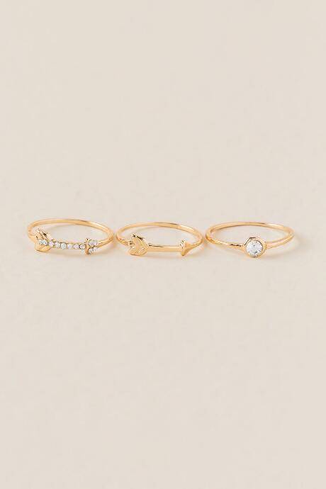 Francesca's Arrow Ring Set - Gold