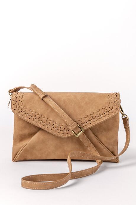Francesca's Distressed Whipstitch Detail Clutch - Brown