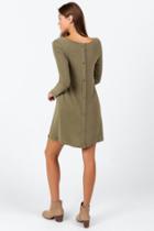 Francesca's Lanely Button Back Dress - Olive