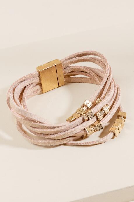 Francesca's Hadley Leather Beaded Wrap Bracelet - Tan