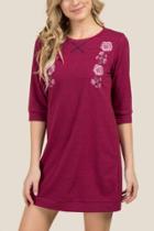 Alya Amaya Embroidered Sweatshirt Dress - Burgundy